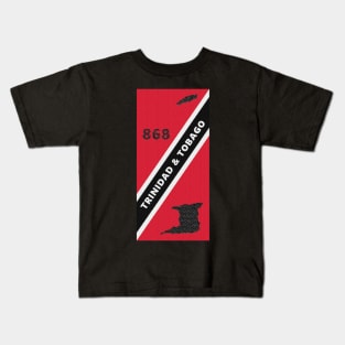 Trinidad and Tobago Flag Design with Phone Area Code and Map Kids T-Shirt